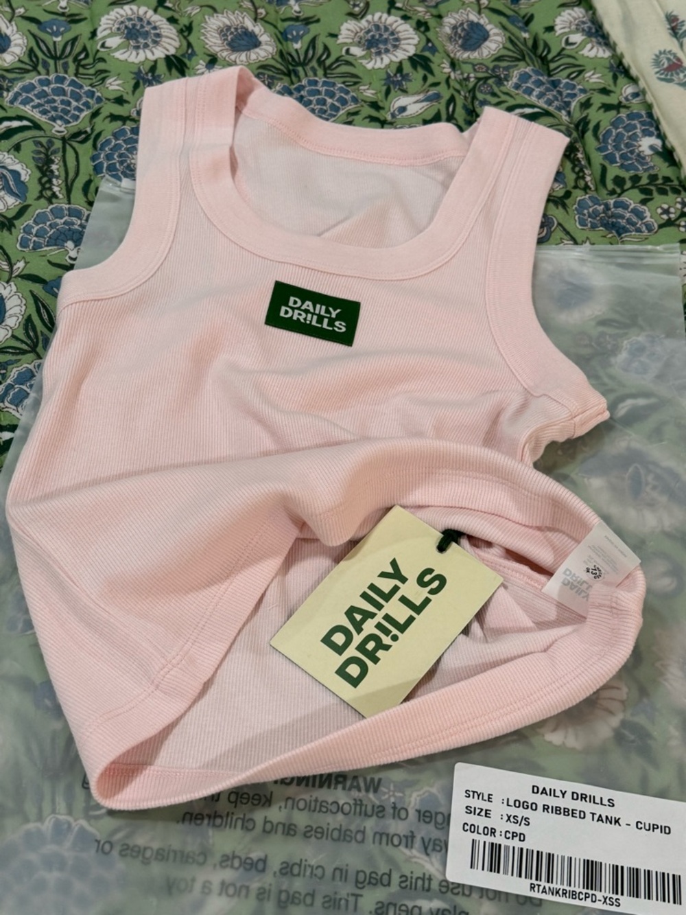 Daily Drills NWT Logo Ribbed Tank Top in Cupid XS/S - Picture 4 of 6